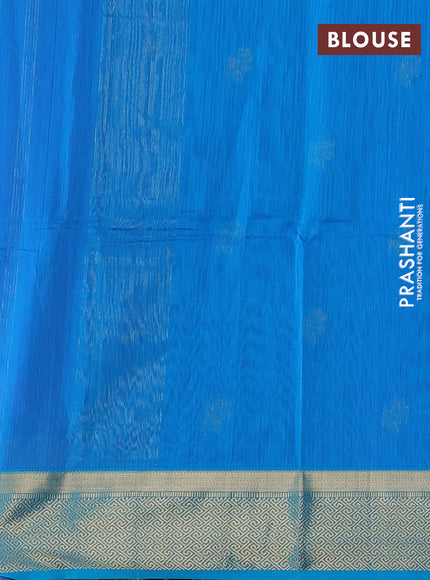 Maheswari silk cotton saree violet and teal blue with allover zari weaves and zari woven border