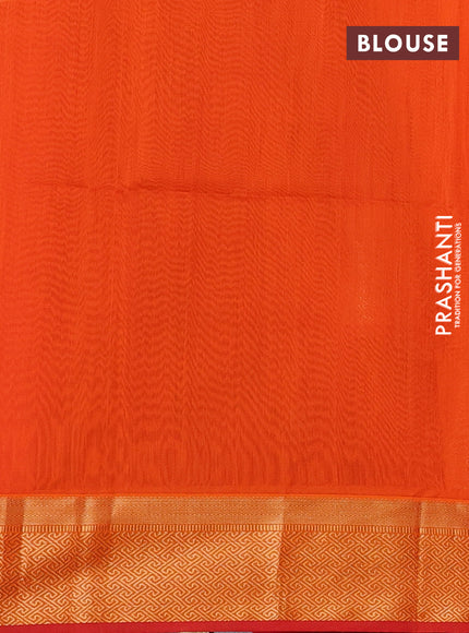 Maheswari silk cotton saree red and orange with allover zari weaves and zari woven border