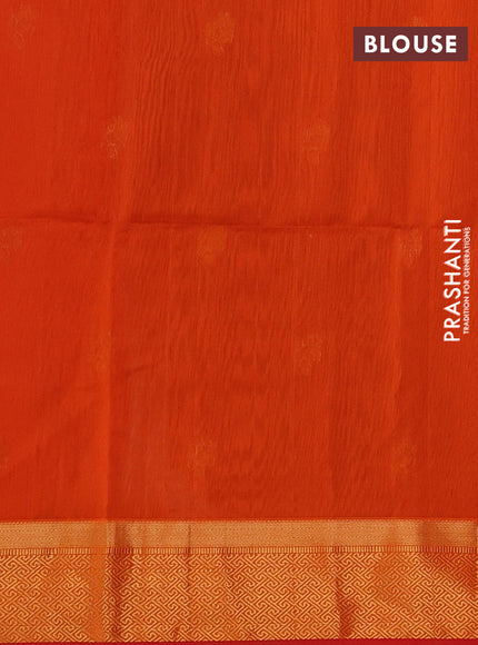 Maheswari silk cotton saree pastel peach and orange with allover zari weaves and zari woven border