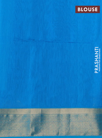 Maheswari silk cotton saree teal green and cs blue with allover zari weaves and zari woven border