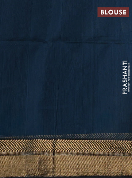 Maheswari silk cotton saree peacock blue with zari woven buttas and zari woven border