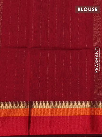 Maheswari silk cotton saree black and maroon with plain body and thread & zari woven border