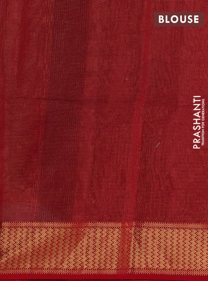Maheswari silk cotton saree black and red with allover small zari woven checked pattern and zari woven border