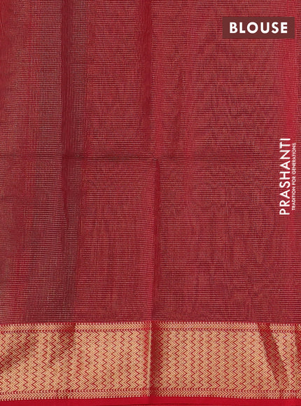Maheswari silk cotton saree green and red with allover small zari woven checked pattern and zari woven border