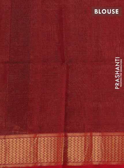 Maheswari silk cotton saree coffee brown and red with allover small zari woven checked pattern and zari woven border
