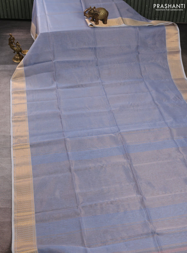 Maheswari silk cotton saree grey with allover small zari woven checked pattern and zari woven border