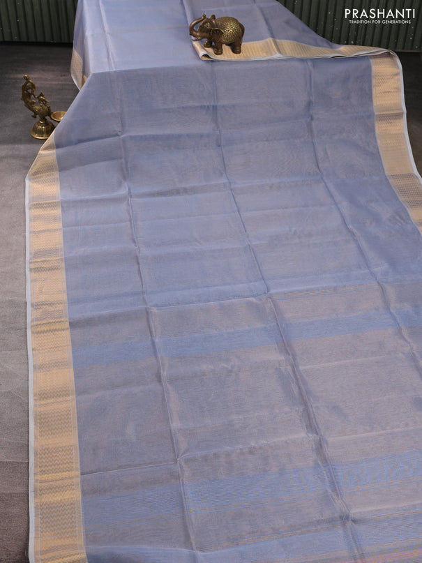 Maheswari silk cotton saree grey with allover small zari woven checked pattern and zari woven border