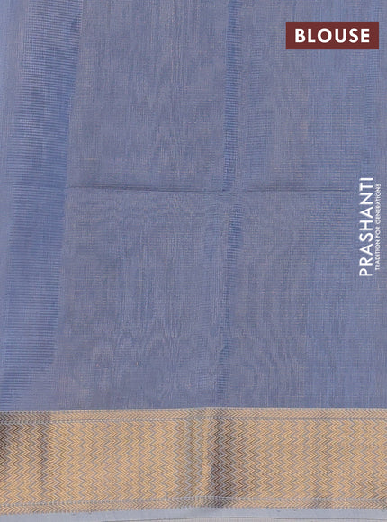 Maheswari silk cotton saree grey with allover small zari woven checked pattern and zari woven border
