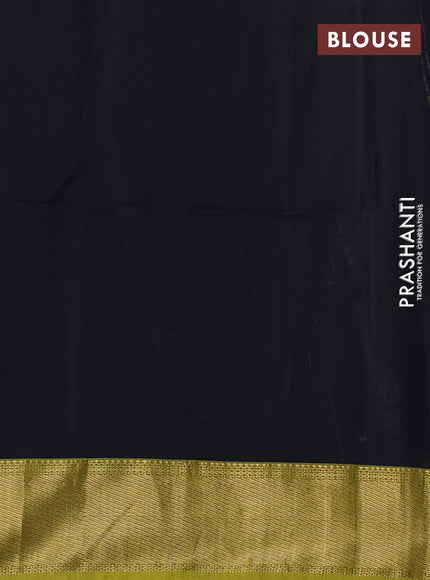 Maheswari silk cotton saree black and mustard yellow with zari woven muniya buttas and zari woven border