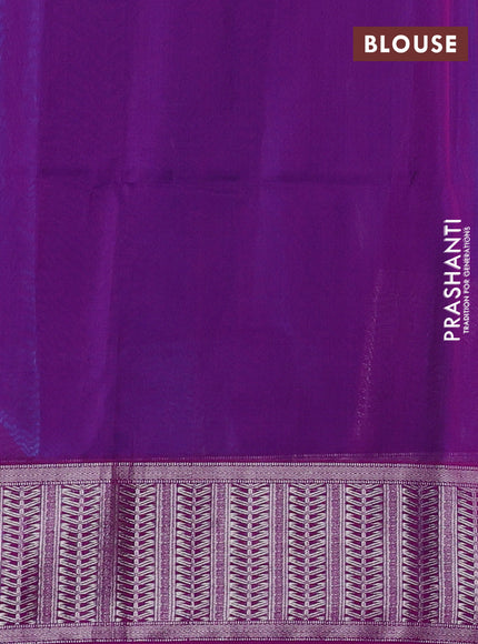 Maheswari silk cotton saree cs blue and purple with zari woven buttas and zari woven border