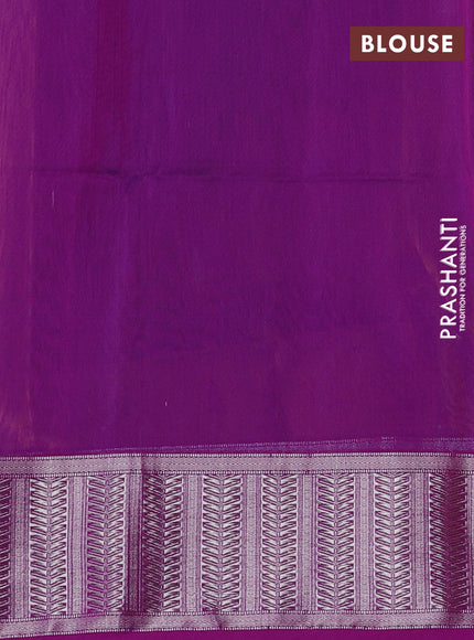 Maheswari silk cotton saree rust shade and purple with thread & silver zari woven buttas and zari woven border