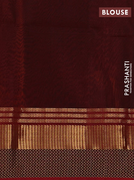 Maheswari silk cotton saree orange and red with plain body and zari & thread woven border