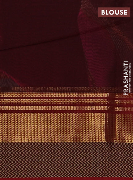 Maheswari silk cotton saree pink and red with plain body and zari & thread woven border
