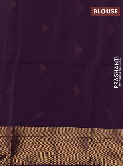 Maheswari silk cotton saree green and purple with zari woven geometric buttas and zari woven border