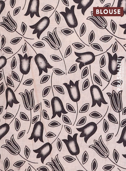 Kalamkari cotton saree black and grey with allover prints and printed border