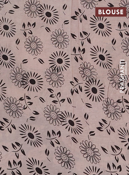 Kalamkari cotton saree black and beige with allover prints and printed border