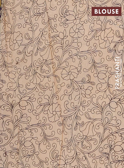 Kalamkari cotton saree lavender and yellow with allover prints and printed border