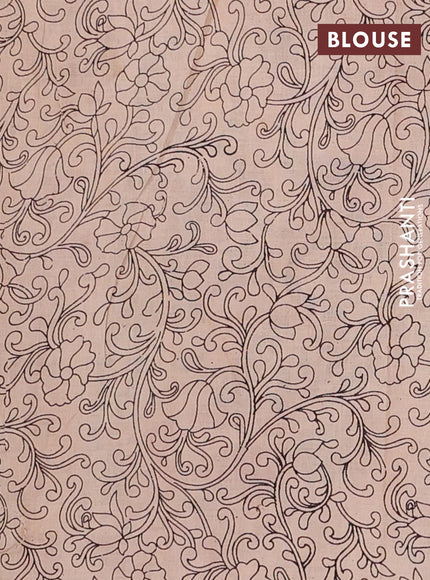 Kalamkari cotton saree black and maroon with allover prints and printed border