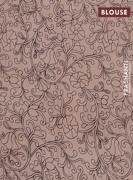 Kalamkari cotton saree maroon and yellow with allover prints and printed border