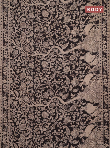 Kalamkari cotton saree black with allover prints and printed border