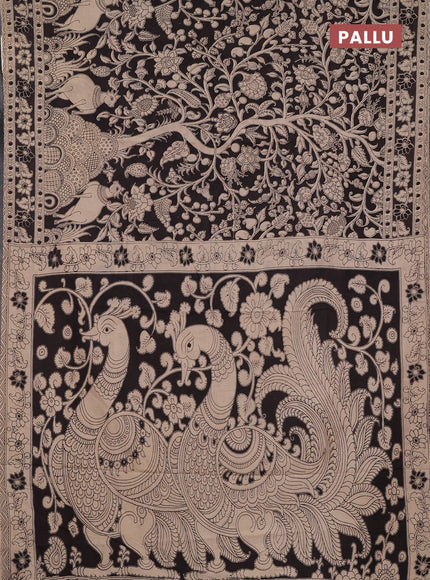 Kalamkari cotton saree black with allover prints and printed border