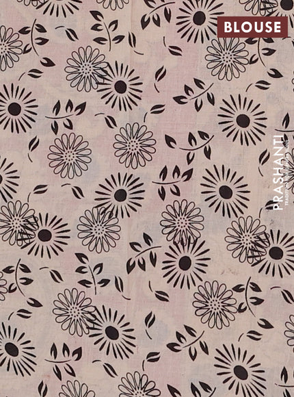 Kalamkari cotton saree beige and pink with allover prints and printed border