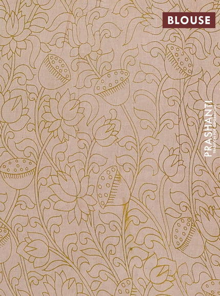 Kalamkari cotton saree maroon and lime green with allover prints and printed border