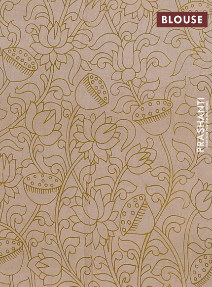 Kalamkari cotton saree lavender and lime green with allover prints and printed border