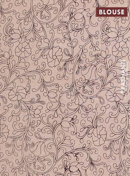 Kalamkari cotton saree yellow and pink with allover prints and printed border
