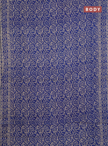 Kalamkari cotton saree blue with allover prints and printed border