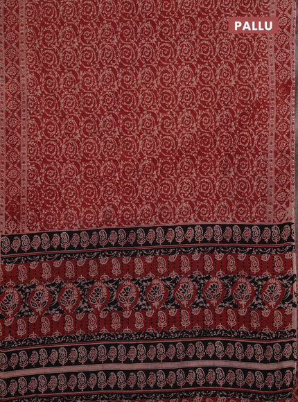 Kalamkari cotton saree brown with allover prints and printed border