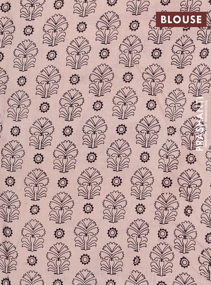 Kalamkari cotton saree black and brown with allover prints and pichwai printed border