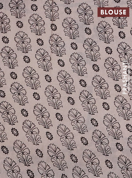 Kalamkari cotton saree black and beige with allover butta prints and printed border