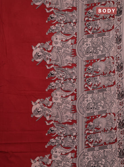 Kalamkari cotton saree maroon and beige with allover prints and printed border