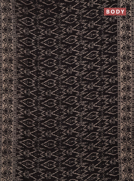 Kalamkari cotton saree dark coffee brown and beige with allover prints and printed border