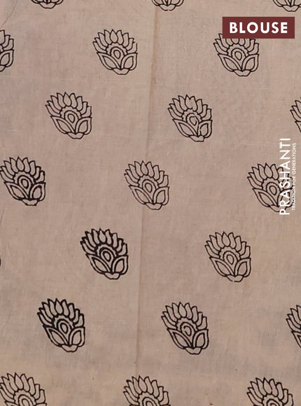Kalamkari cotton saree dark coffee brown and beige with allover prints and printed border