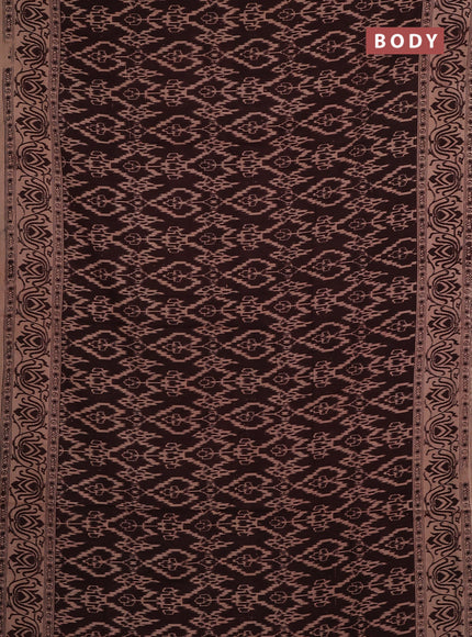 Kalamkari cotton saree coffee brown and beige with allover prints and printed border