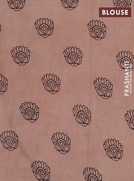 Kalamkari cotton saree coffee brown and beige with allover prints and printed border