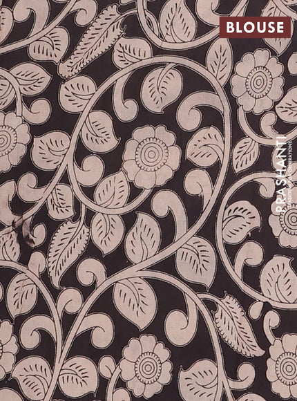 Kalamkari cotton saree deep coffee brown and beige with allover prints and printed border