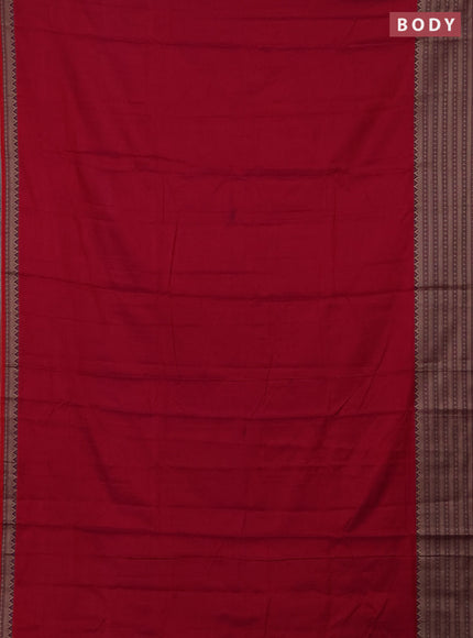Narayanpet cotton saree magenta pink with plain body and thread woven border