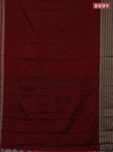 Narayanpet cotton saree deep maroon with plain body and thread woven border