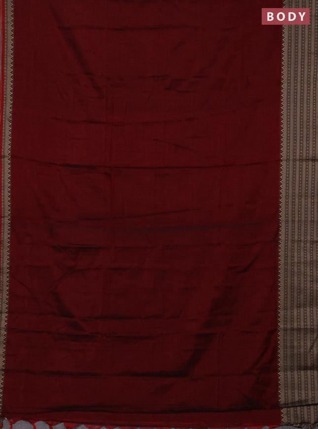 Narayanpet cotton saree deep maroon with plain body and thread woven border