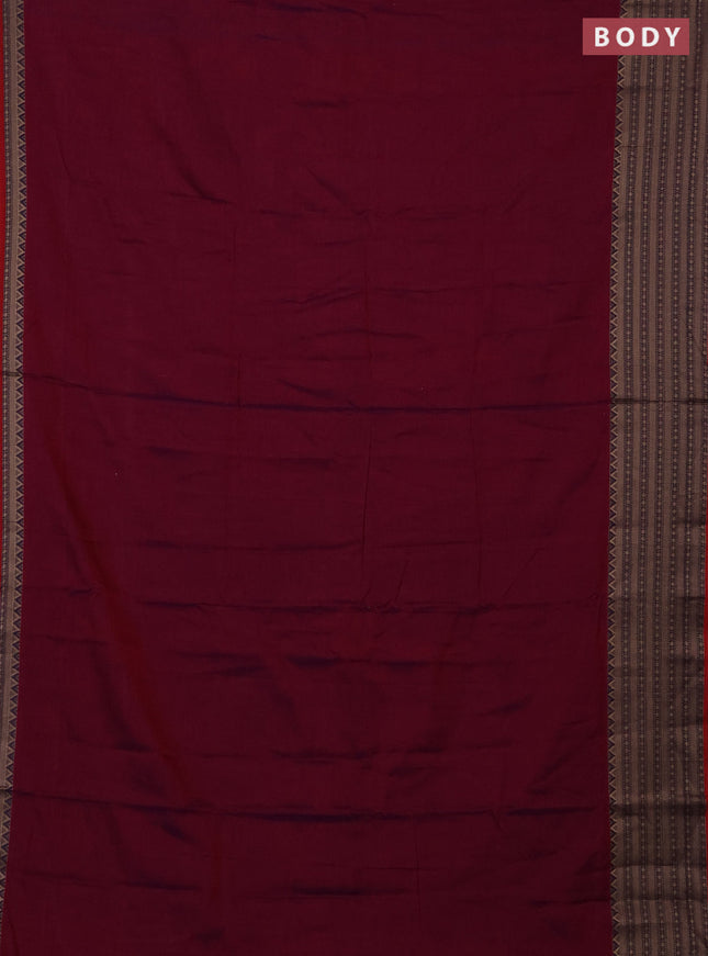 Narayanpet cotton saree magenta pink and maroon with plain body and thread woven border