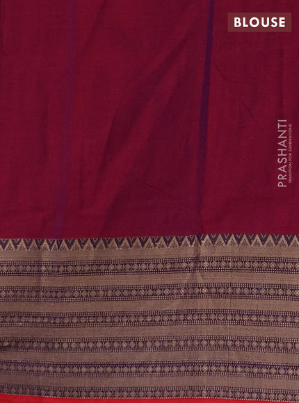 Narayanpet cotton saree magenta pink and maroon with plain body and thread woven border