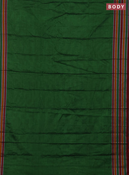 Narayanpet cotton saree light green and maroon with plain body and thread woven border