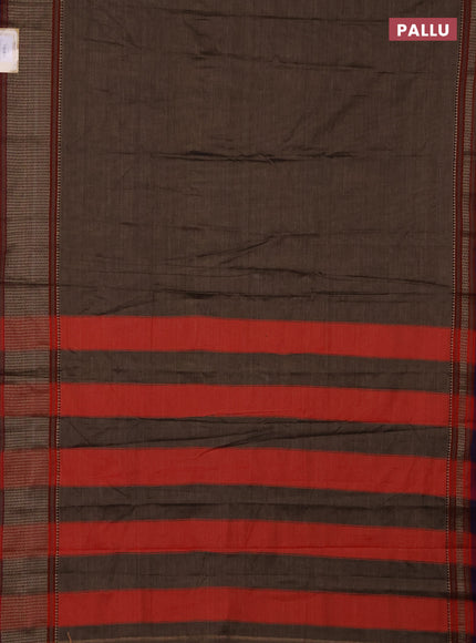 Narayanpet cotton saree chikku shade and violet with plain body and thread woven border