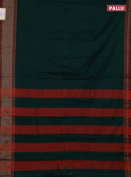 Narayanpet cotton saree green and maroon with plain body and thread woven border