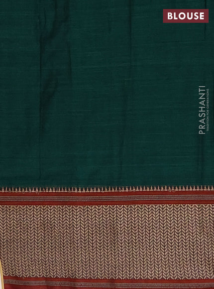 Narayanpet cotton saree green and maroon with plain body and thread woven border