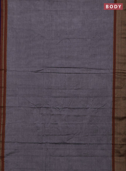 Narayanpet cotton saree grey and violet with pain body and thread woven border