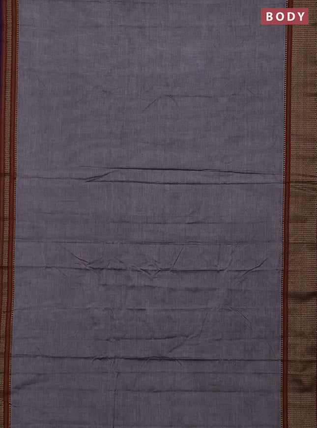 Narayanpet cotton saree grey and violet with pain body and thread woven border